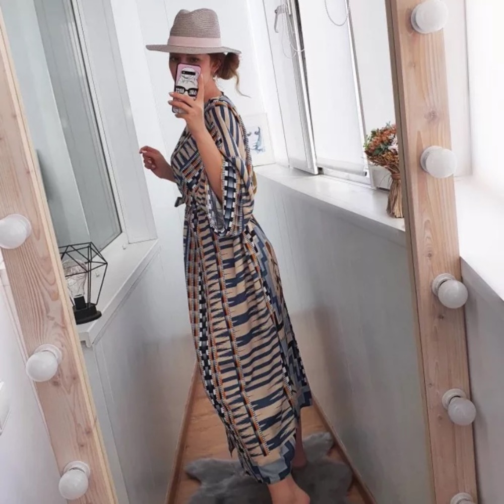 SOLD OUT Tribal Ethnic Boho Self Tie Kimono Duster Robe - Picture 5 of 8